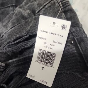 Brand New Good American Women's Black Jeans Shredded